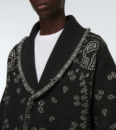 Shop Alanui Bandana Jacquard-knitted Cardigan In Grey