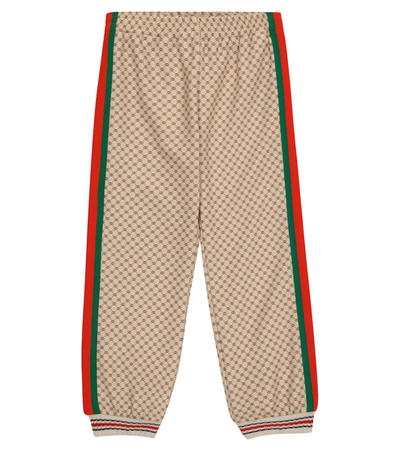 Shop Gucci Web Stripe Jersey Sweatpants In Beige