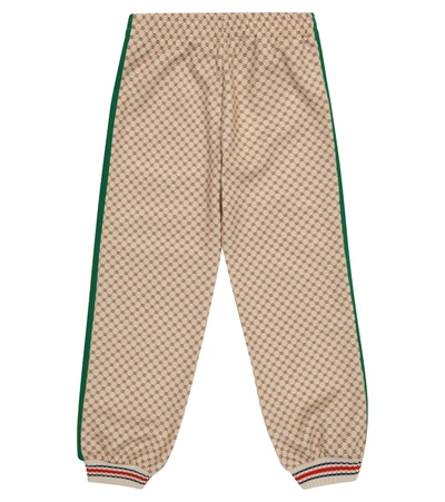 Shop Gucci Web Stripe Jersey Sweatpants In Beige