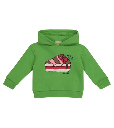 Shop Gucci Baby Cotton Hoodie In Green