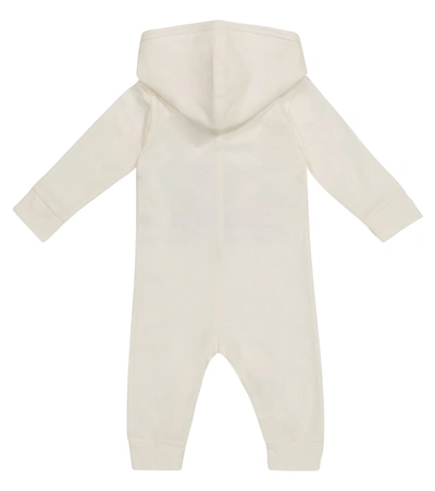 Shop Gucci Baby Hooded Stretch-cotton Onesie In White