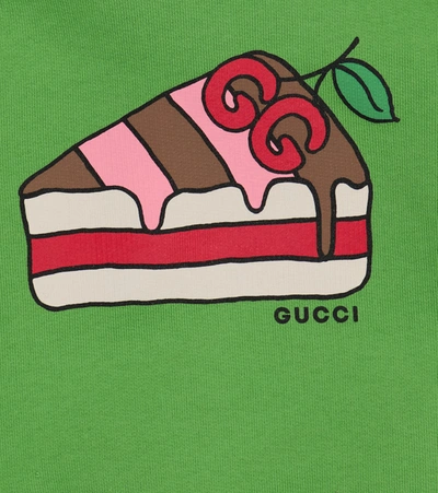 Shop Gucci Baby Cotton Hoodie In Green