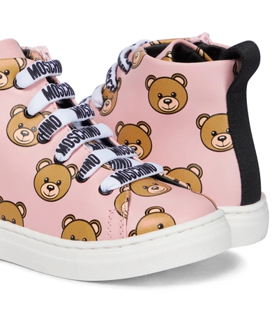 Shop Moschino Teddy Leather Sneakers