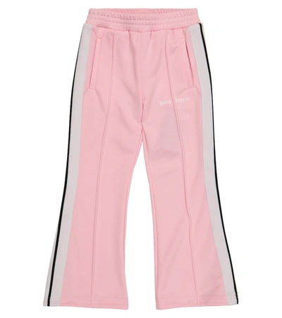 Palm Angels Pink Technical Fabric Trousers With Logo Print In Pink