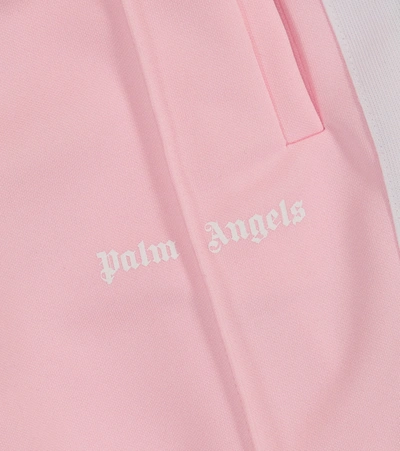 Palm Angels Pink Technical Fabric Trousers With Logo Print In Pink