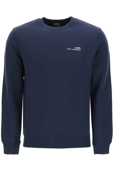 Shop Apc A.p.c. Item Logo Sweatshirt In Blue