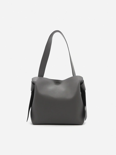 Shop Acne Studios Medium Musubi Bag In Leather In Dark Grey