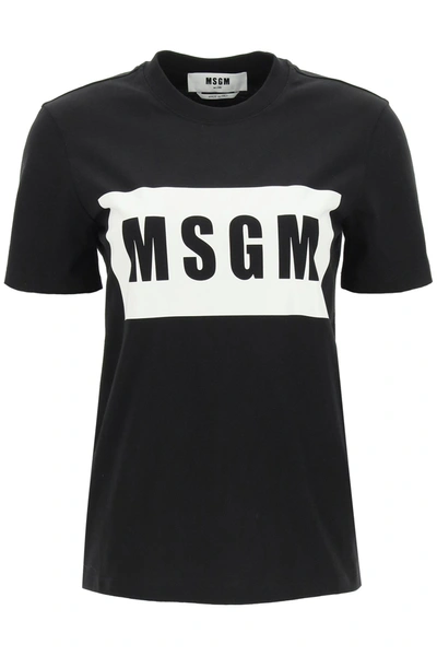Shop Msgm Logo Box T-shirt In Mixed Colours