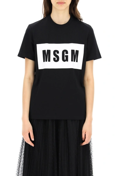 Shop Msgm Logo Box T-shirt In Mixed Colours