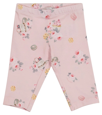 Shop Monnalisa Baby Floral Stretch-cotton Leggings In Pink