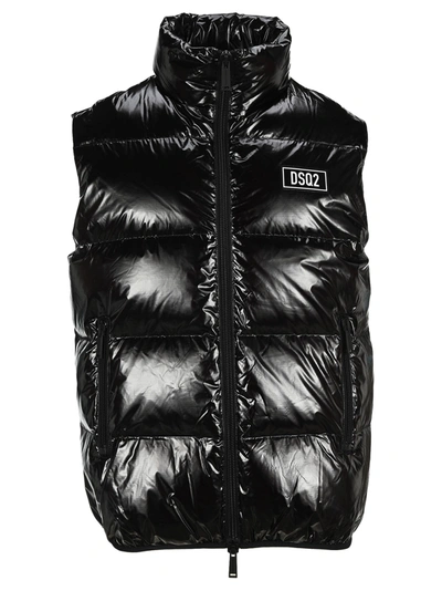 Shop Dsquared2 High Neck Puffer Vest In Black