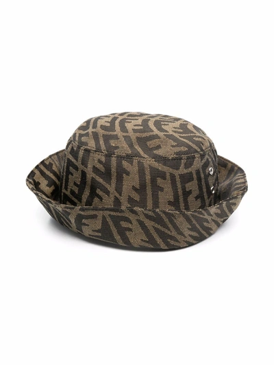 Shop Fendi Kids Ff Motif Bucket Hat In Brown
