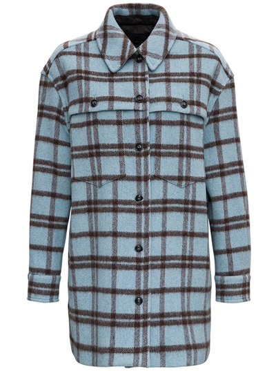 Shop Pinko Check Patch Pocket Shirt In Blue