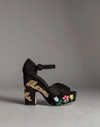 DOLCE & GABBANA Bianca Suede Sandals With Embroidered Writing,CZ0034AL945