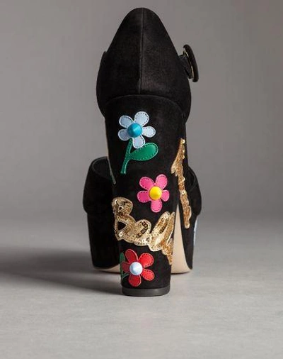 Shop Dolce & Gabbana Bianca Suede Sandals With Embroidered Writing In Black