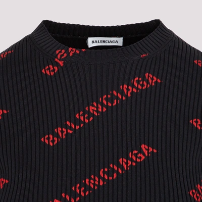 Shop Balenciaga Logo Intarsia Sweater In Black