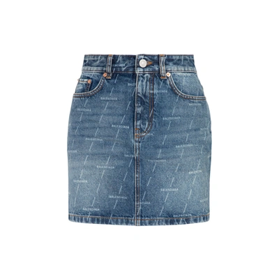 Shop Balenciaga Mini 5-pocket Skirt In Blue