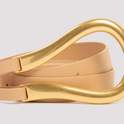 Shop Bottega Veneta Horsebit Belt In Nude &amp; Neutrals