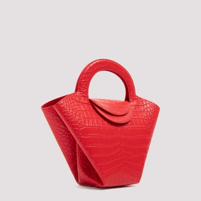 Shop Bottega Veneta Printed Doll Croco Tote Bag In Red
