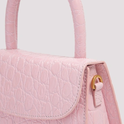 Shop By Far Mini Circular Croc Bag In Pink &amp; Purple