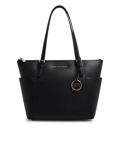 Shop Michael Michael Kors Black Saffiano Leather Jet Set Tote