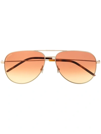 Shop Saint Laurent Animation Pilot-frame Sunglasses In Gold