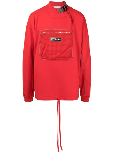 Shop Iceberg Logo-patch Cotton Sweatshirt In Rot