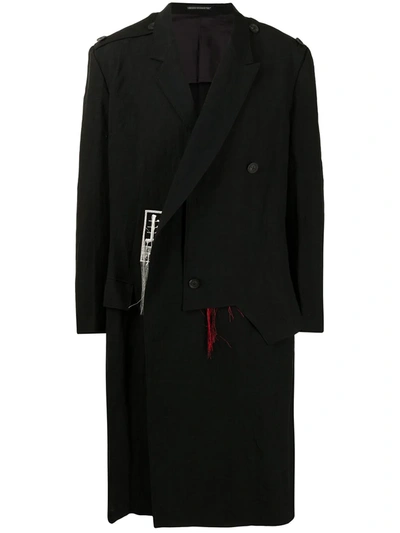 Shop Yohji Yamamoto Deconstructed Layered Coat In Black