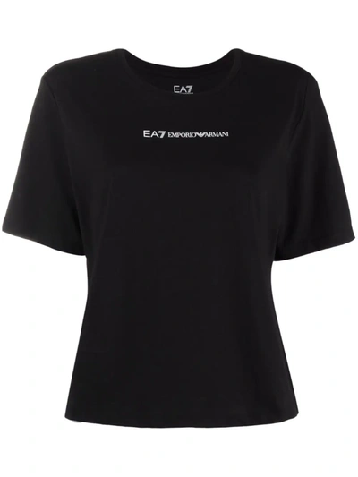 Shop Ea7 Logo-print Cotton T-shirt In Schwarz