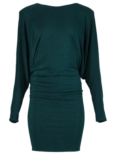 Shop Alexandre Vauthier Draped Lurex Mini Dress In Green