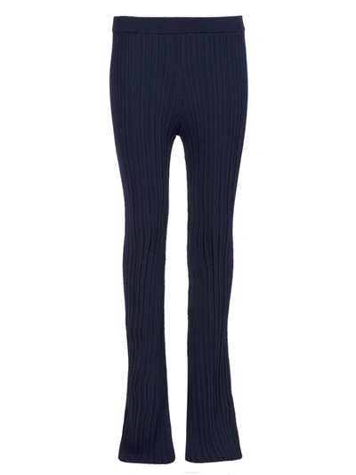 Shop Adam Lippes Crepe Knit Flare Pant Navy In Blue