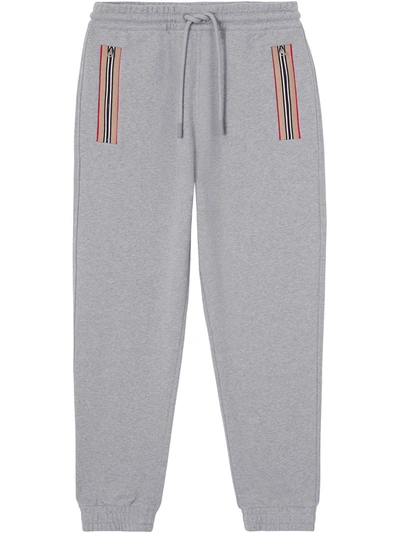 Shop Burberry Icon Stripe-detail Track Pants In Grau