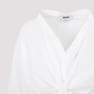 Shop Msgm Popeline Cotton Shirt In White
