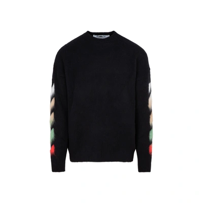 Shop Off-white Diag Brushed Crew Neck Sweater In Black