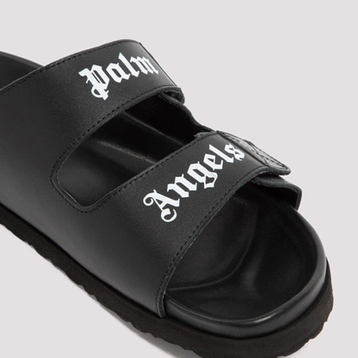 Shop Palm Angels Black Leather Sandals Shoes