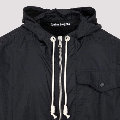 Shop Palm Angels Monogram Windbreaker Jacket In Black