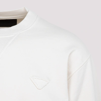 Shop Prada Cotton Sweatshirt In Nude &amp; Neutrals