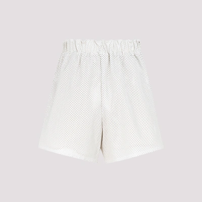 Shop Prada Leather Shorts In White