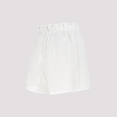 Shop Prada Leather Shorts In White