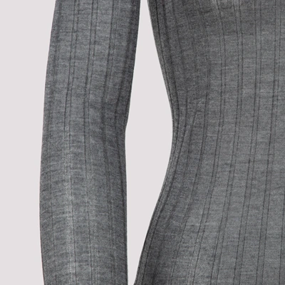 Shop Prada Silk Polo Sweater In Grey