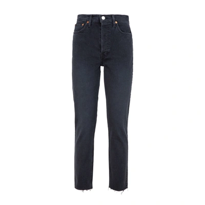 Shop Re/done High Rise Ankle Crop Jeans In Black