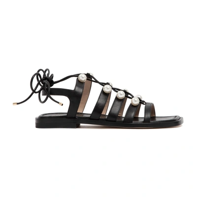 Shop Stuart Weitzman Goldie Lace-up Sandals Shoes In Black