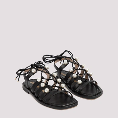 Shop Stuart Weitzman Goldie Lace-up Sandals Shoes In Black