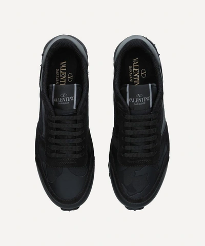 Valentino Garavani Camouflage Rockrunner Sneakers In Black