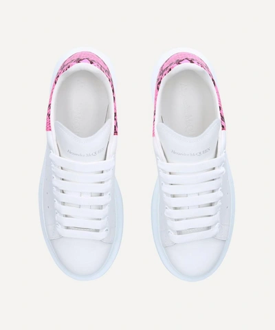 Shop Alexander Mcqueen Women's Runway Leather Python Sneakers In Pink