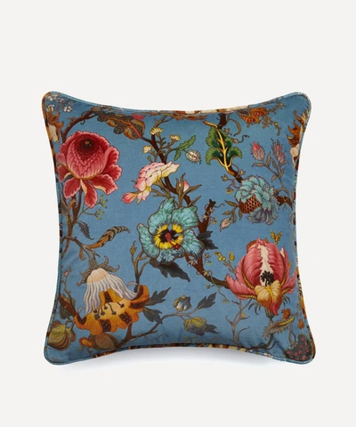 Shop House Of Hackney Artemis Medium Velvet Cushion In Blue