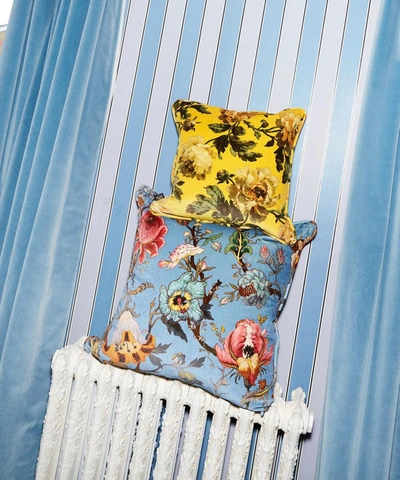 Shop House Of Hackney Artemis Medium Velvet Cushion In Blue