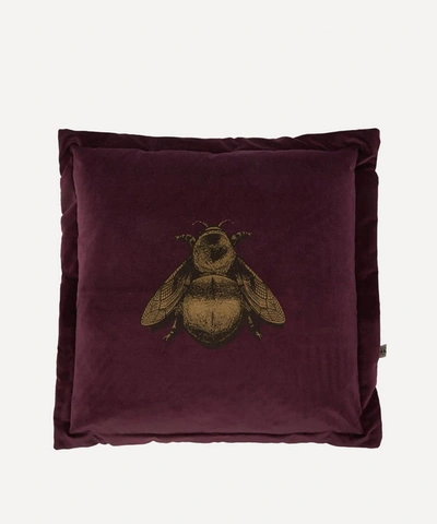 Timorous Beasties Napoleon Bee Velvet Cushion In Purple