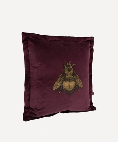 Timorous Beasties Napoleon Bee Velvet Cushion In Purple