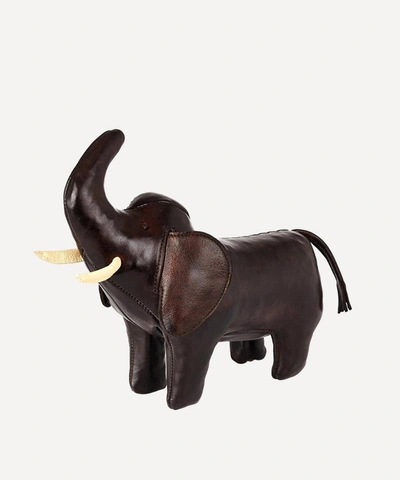 Omersa Miniature Leather Elephant In Brown